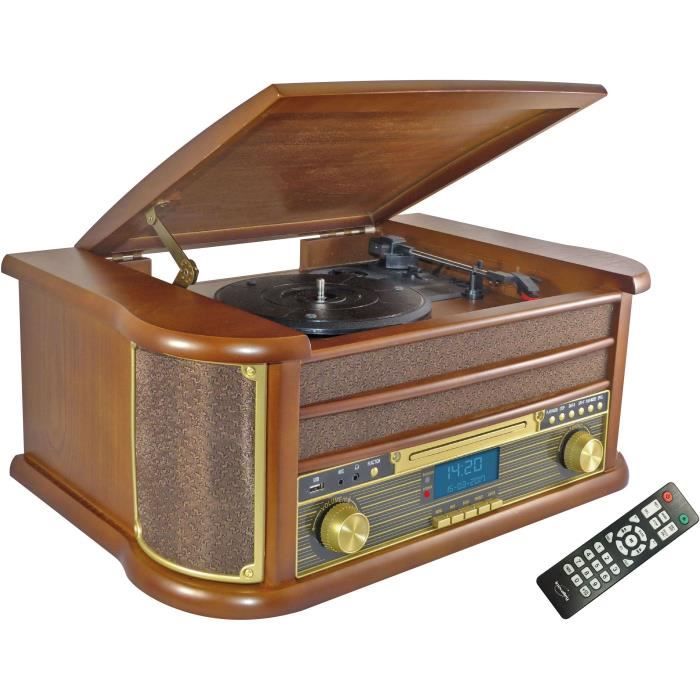 INOVALLEY RETRO29E-N Retro style vinyl Hifi system - Bluetooth 5.0 - 2x20W - CD / K7 audio player - FM radio - 2 USB port