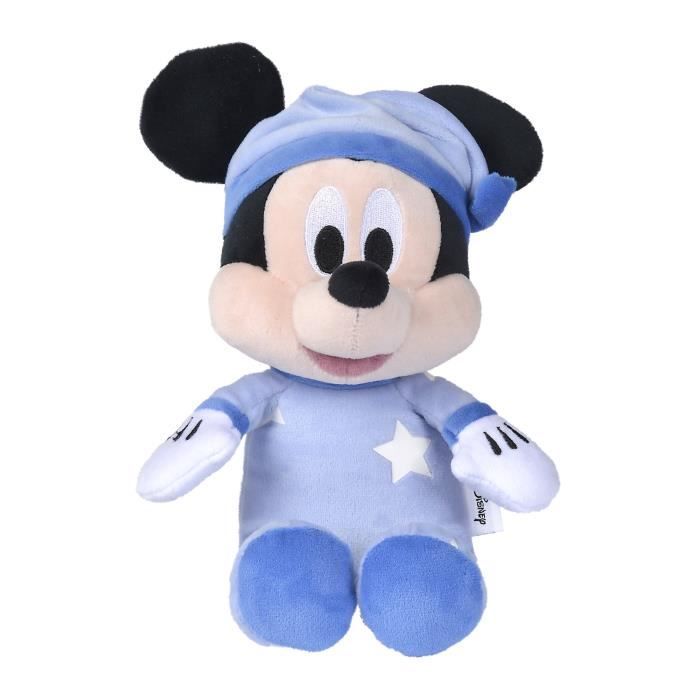 Peluche Disney Mickey Phosphorescente - 25 x 13 13 cm - Impression lumineuse - Bleu