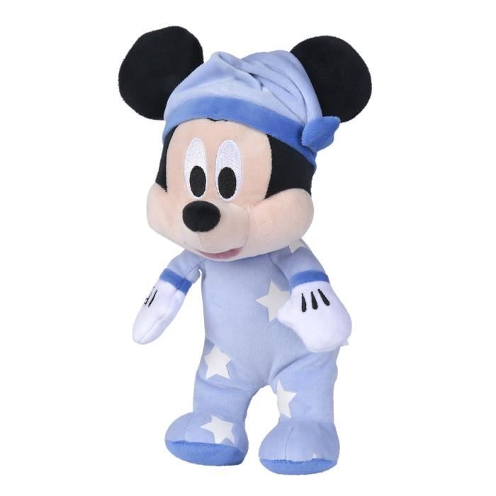 Peluche Disney Mickey Phosphorescente - 25 x 13 13 cm - Impression lumineuse - Bleu