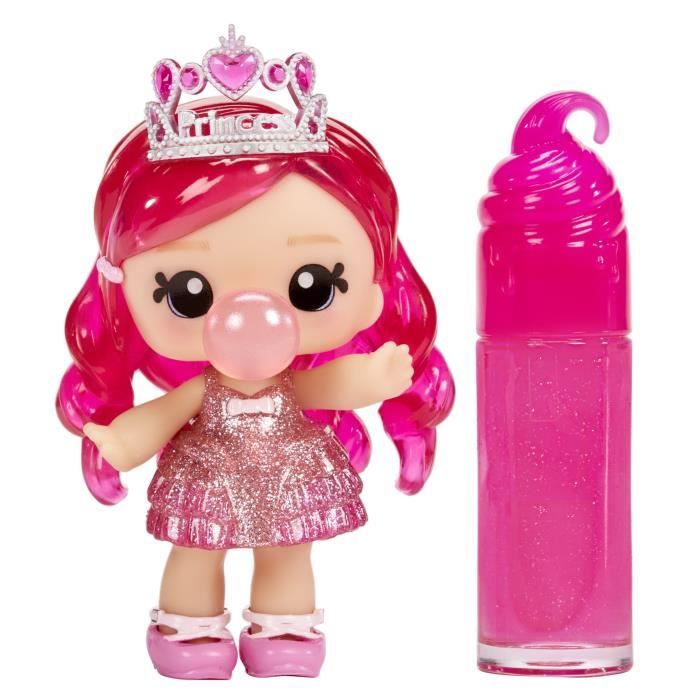 Yummiland - 1 bambola da 10 cm e un lucidalabbra glitterato da creare - Bianca - Gusto Chewing Gum - Dai 4 anni in su