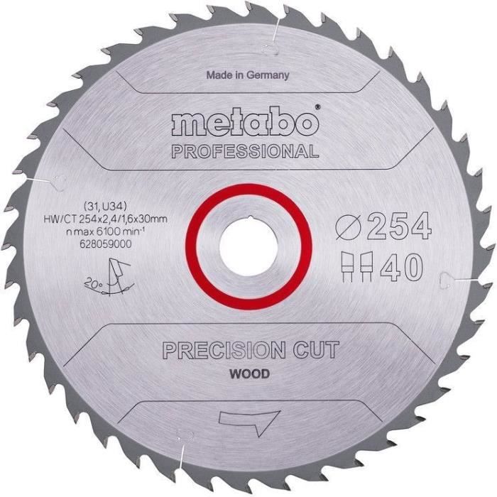 Lama per sega circolare Pro - METABO - Precision Cut Wood HW/CT 254x30, 40 WZ 20°