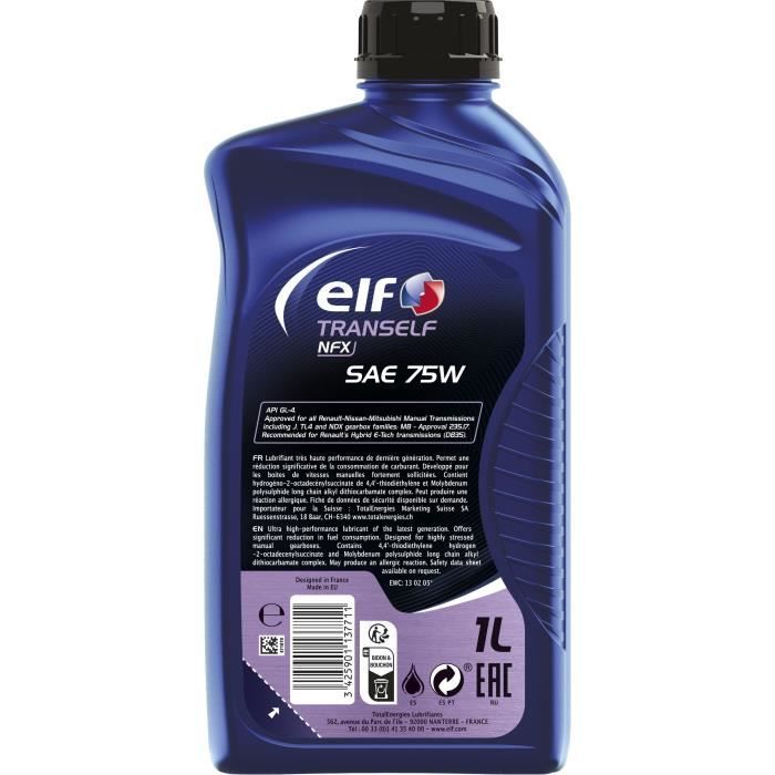 Image secondaire de Huile de transmission - ELF - Tranself NFX SAE 75W - 1L