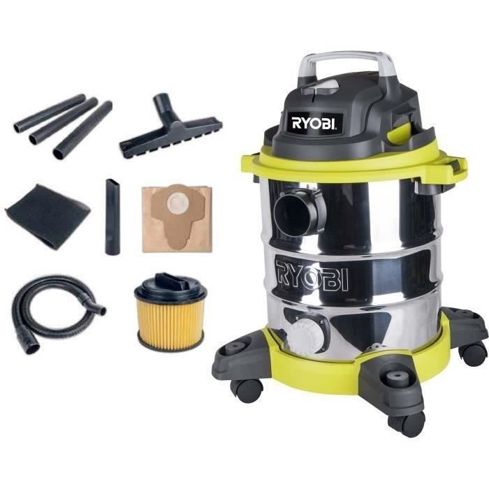 Ryobi 20L wired wet and dry vacuum cleaner RVC-1220I-G - 1250 W - stainless steel tank - 17Kpa - tank emptying