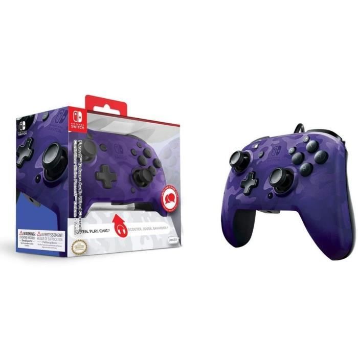 PDP Afterglow Manette Filaire Camouflage Violet Pour Nintendo Switch - Licence Officielle - Port Jack Audio