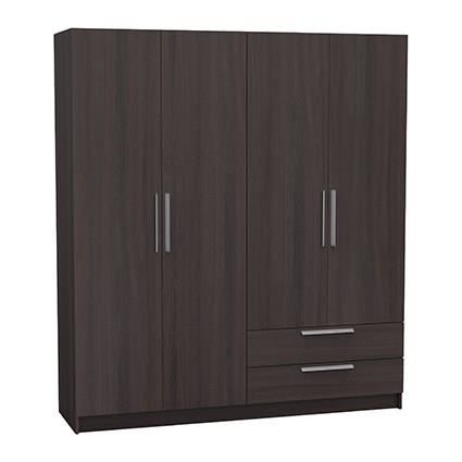 Armoire adulte GLORY - Décor chene vulcano - 4 portes + 2 tiroirs - Made in France - L 176.3 x P 51,5 x H 198,5 cm - DEMEYERE