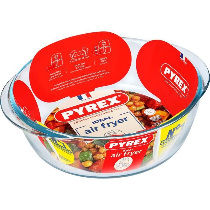 Air fryer dish - PYREX - 1450144 - Round - Borosilicate glass - 26 cm