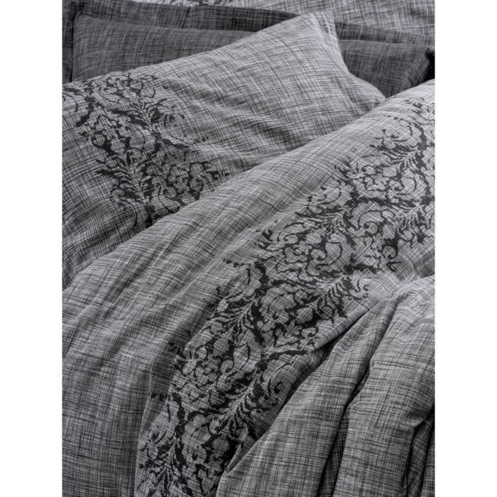 Image secondaire de Parure de lit - 1 housse de couette 220 x 240 cm + 2 taies d'oreiller 60 x 60 cm - 100% coton renforcé - Gris