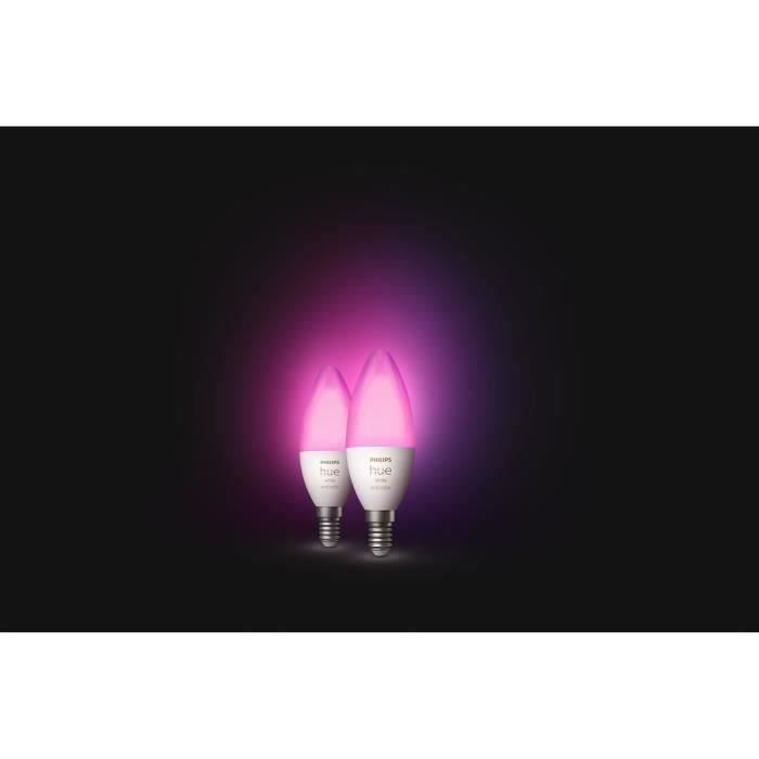 PHILIPS Hue White & Color Ambiance - Ampoule LED connectée flamme E14 - 5,5W - Compatible Bluetooth - Pack de 2