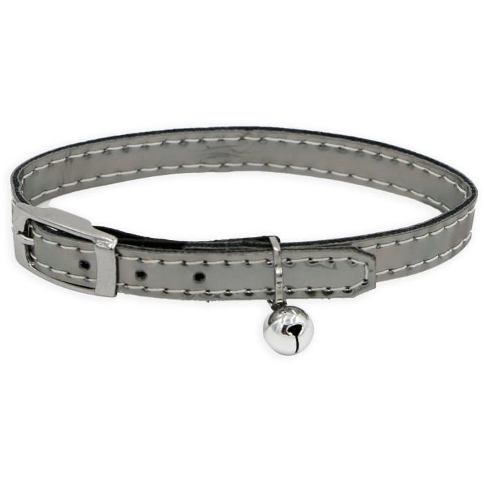 Image secondaire de Collier pour chat - AIME - Sky miroir cuivre - Bleu nuit, clous dorés, grelot doré