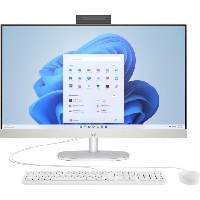 PC Tout-en-un HP 27-cr0061nf - Windows 11 - 27 FHD IPS - Ryzen 5 7520U - RAM 16Go - Stockage 512Go + Clavier et souris filaires