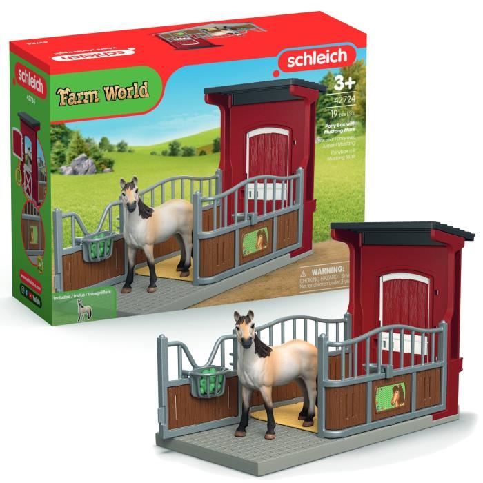 Coffret Box avec Jument Mustang, Figurine réaliste, Taille 24 cm, SCHLEICH 42724 Farm World, Des 4 ans