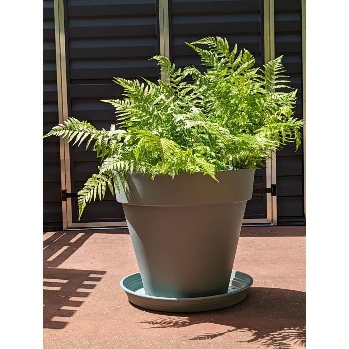 Image secondaire de Pot de Fleurs Rond RIVIERA SOLEILLA en Plastique Recyclable - Vert Argile