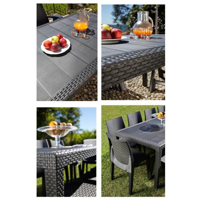 Image secondaire de Table de Jardin Queen en Rotin Anthracite - 220 x 90 cm
