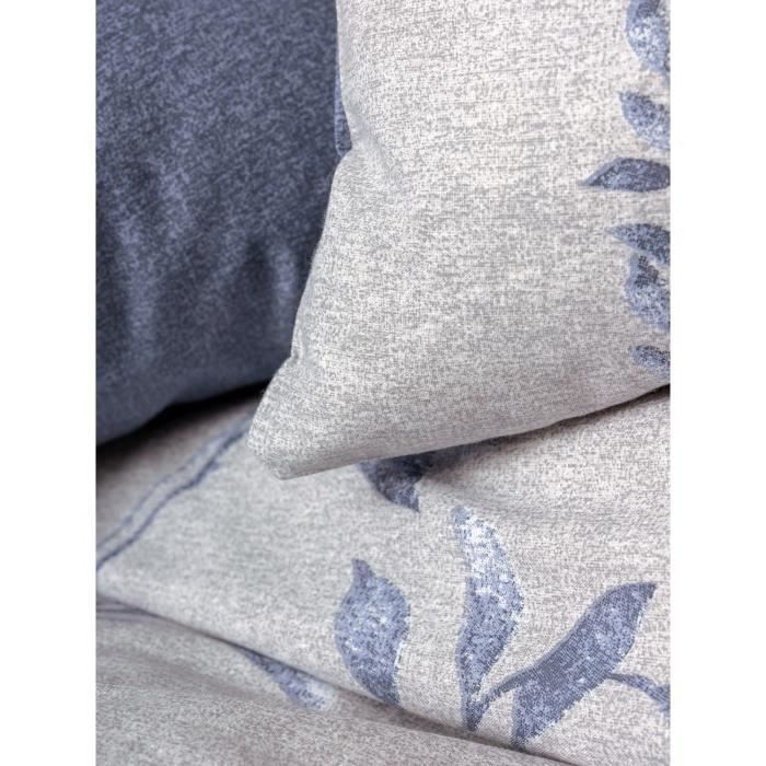 Image secondaire de Parure de lit - 1 housse de couette 220 x 240 cm + 2 taies d'oreiller 60 x 60 cm - 100% coton renforcé - Bleu