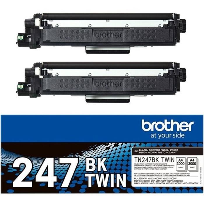 Pack de 2 Toners TN247BKTWIN-BROTHER-Noir-2x3000p.-Brother DCP-L3510, L3517, L3550, HL-L3270, L3290, MFC-L3710, L3730, L3750, L377