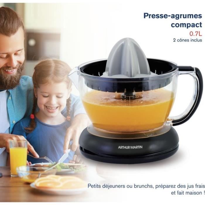 Image secondaire de Presse-agrumes électrique - ARTHUR MARTIN - AMPA07 - 700 ml - 2 cônes - Bec verseur
