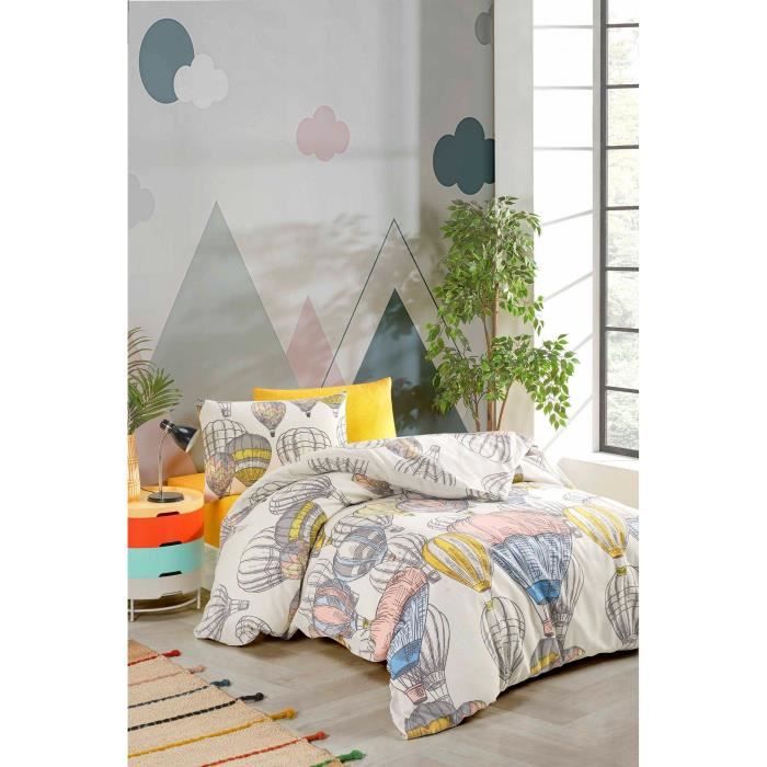 Image secondaire de Parure de lit - 1 housse de couette 220 x 240 cm + 2 taies d'oreiller 60 x 60 cm - 100% coton renforcé - Moutarde
