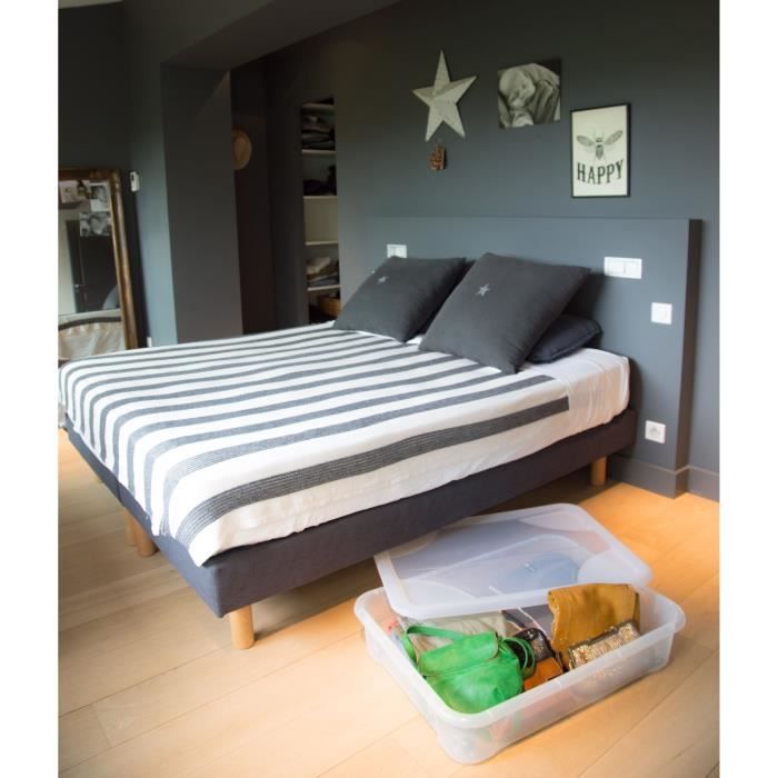 EDA PLASTIQUE Coffre de rangement dessous de lit Gigabox 60 L - Naturel - 80 x 60 x 17 cm