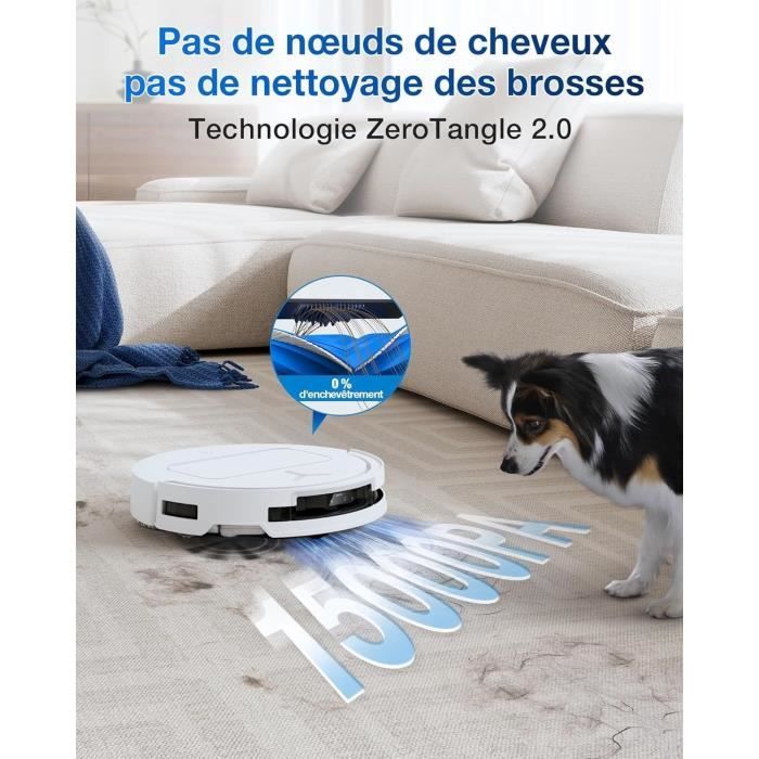 Image secondaire de ECOVACS DEEBOT T50 OMNI - Aspirateur Robot Laveur avec Station - 15000Pa - Brosse latérale et serpilliere Extensibles - ZeroTang