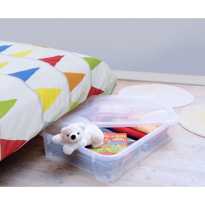 EDA PLASTIQUE Coffre de rangement dessous de lit Gigabox 60 L - Naturel - 80 x 60 x 17 cm