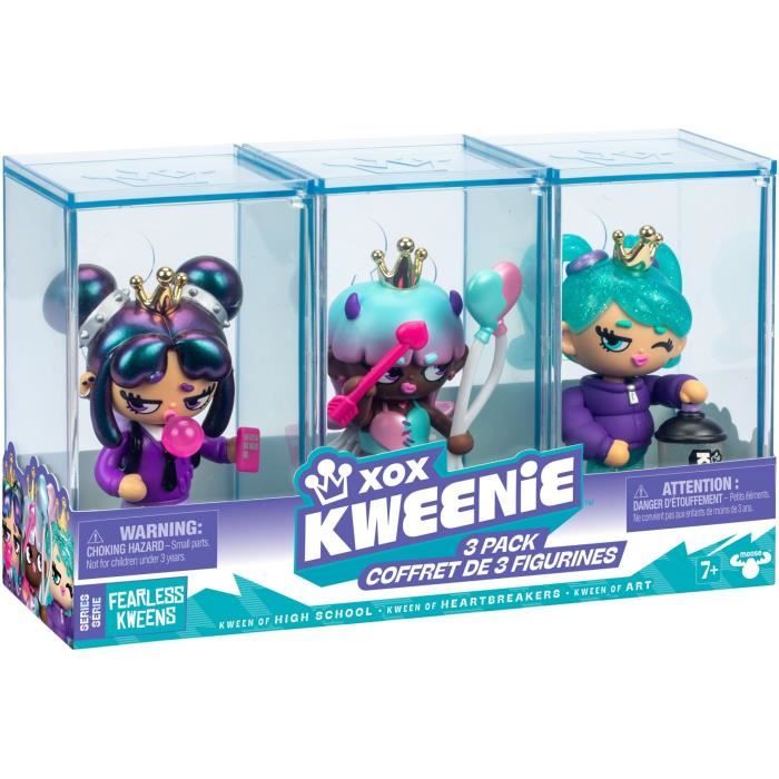 Confezione di bambole - XOX KWEENIE - Serie Fearless - 13 cm - 3 bambole incluse - Finiture uniche