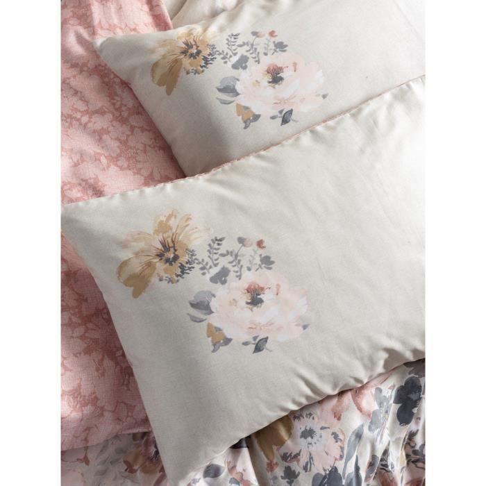 Image secondaire de Parure de lit - 1 housse de couette 220 x 240 cm + 2 taies d'oreiller 60 x 60 cm - Satiné 100% coton - Poudre