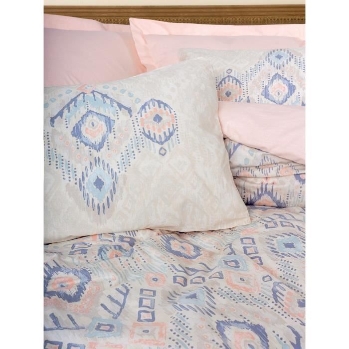 Image secondaire de Parure de lit - 1 housse de couette 220 x 240 cm + 2 taies d'oreiller 60 x 60 cm - 100% coton renforcé - Saumon