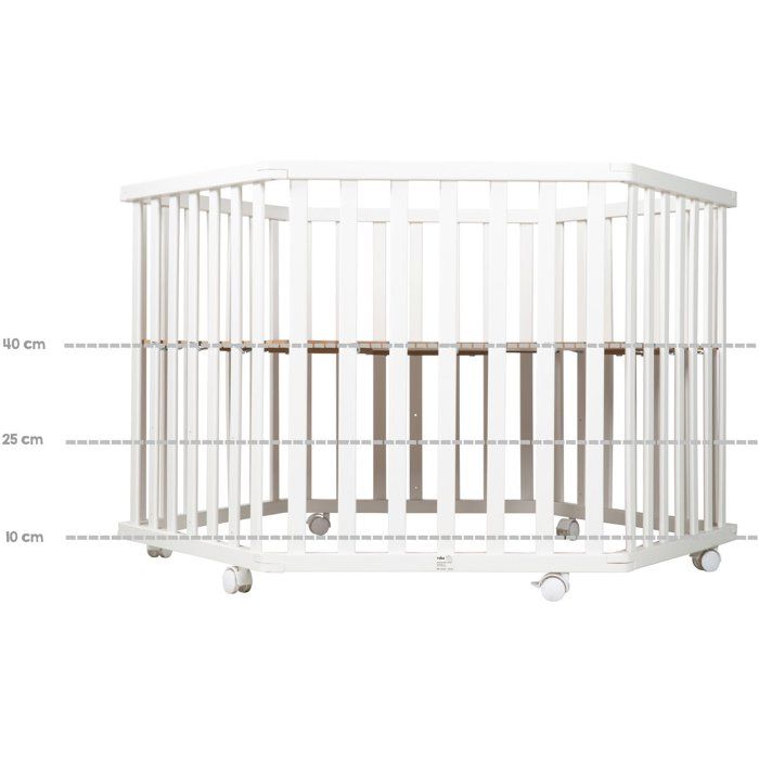 Image secondaire de Parc Hexagonal ROBA FOX & BUNNY - Blanc Laqué avec Roulettes