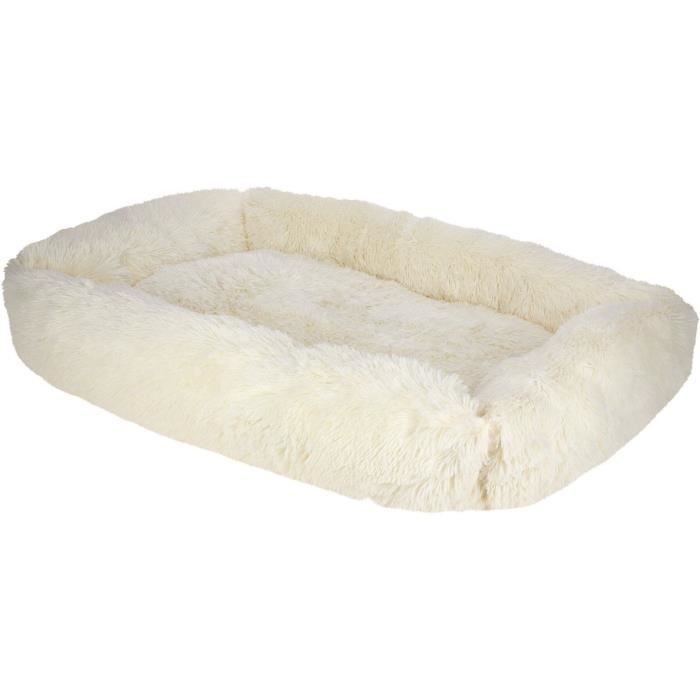 Corbeille Moelleuse Fluffy pour Chiens et Chats - 100 x 70 cm - Crème