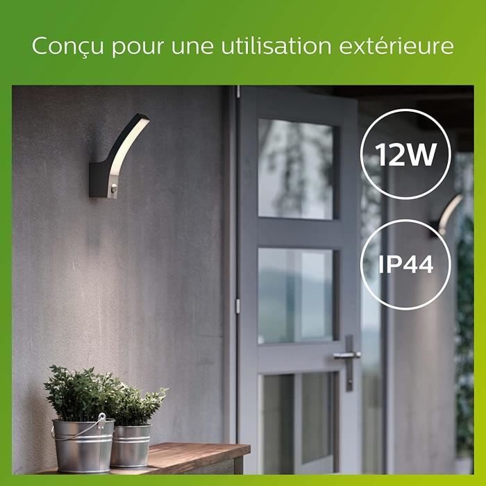 PHILIPS Applique murale SPLAY - 12W - D?tection infrarouge - Anthracite
