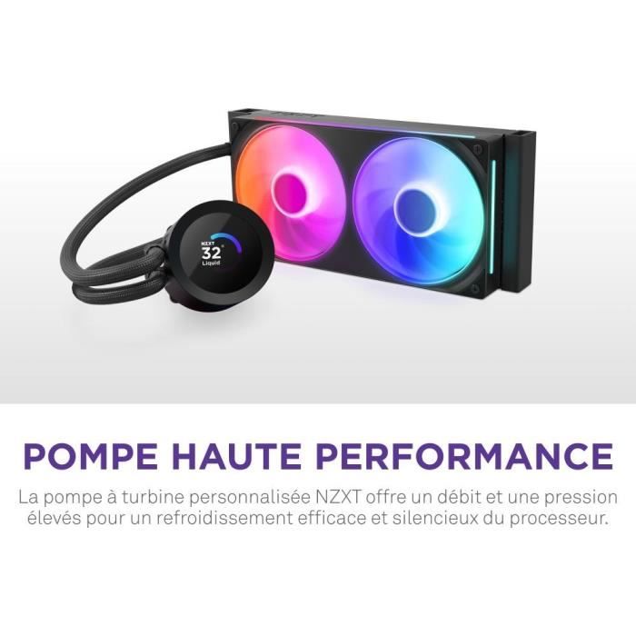 Image secondaire de Watercooling - NZXT - RL-KR240-B2 - Kraken Plus 240 RGB - Écran carré 1.54 personnalisable et ventilateurs RGB - Noir