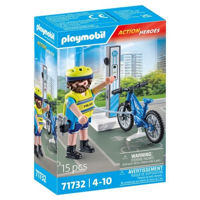 PLAYMOBIL 71732 Policier cycliste avec borne de recharge