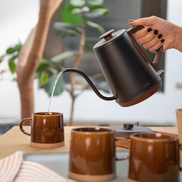 Image secondaire de Bouilloire Électrique Col de Cygne LIVOO DOD206 - 1360 W - 1 L - Noir et Marron
