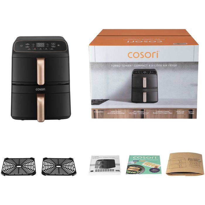 Image secondaire de Friteuse sans huile COSORI Turbo Tower Compact 8,6 L - Double cuve et 5 programmes