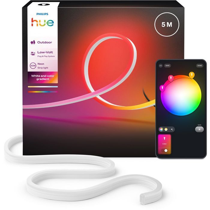 Ruban LED Philips Hue Neon Extérieur 5m - Ambiance Ajustable