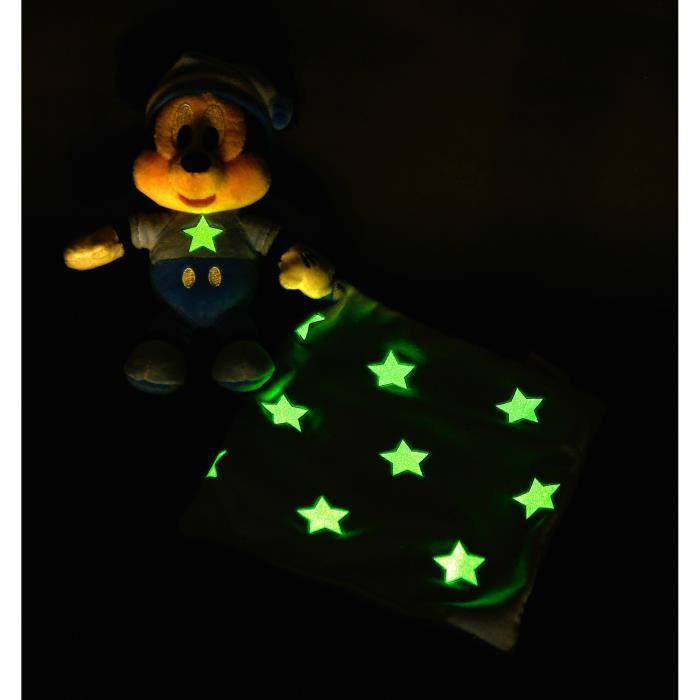 Peluche Disney Mickey Phosphorescente - 25 x 10 x 8 cm - Impression lumineuse - Bleu