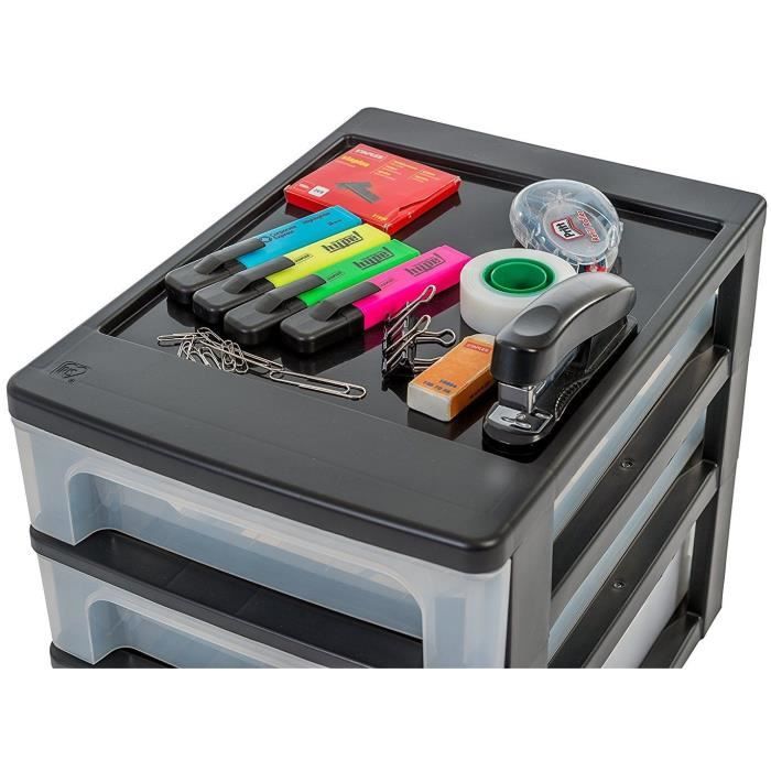 IRIS OHYAMA Tour de rangement - Organiseur - 4 tiroirs de 13 L - Format A4 - Transparent - L26 x P35,5 x H80 cm - Noir