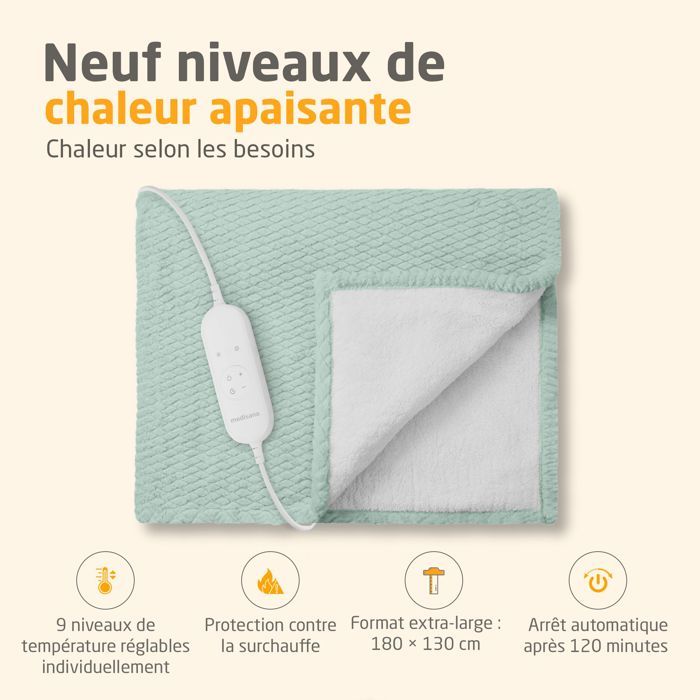 Image secondaire de Couverture Chauffante Réversible MEDISANA HB 417 - 120 W - 9 Réglages - 180 x 130 cm - Vert
