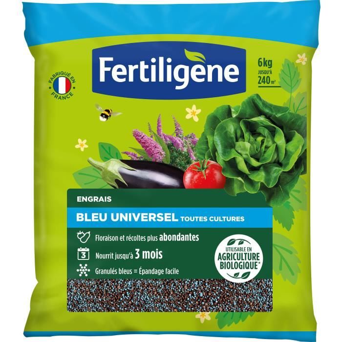 FERTILIGENE FBLEUBIO6 - Concime Universale Blu 6 kg - Fioritura e raccolti abbondanti - Nutre fino a 3 mesi - Per 240m²