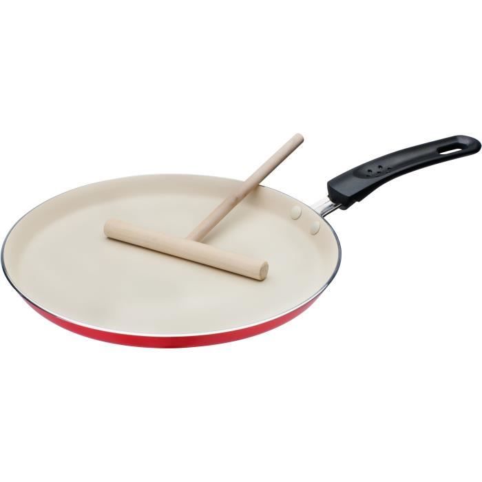 Crepe Maker 26 cm Aluminum Red Silicone Exterior Induction Compatible All Fire Types Included Spatula