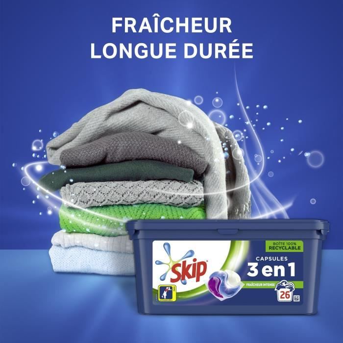 Lot de 3 - SKIP Lessive 3 en 1 Ultimate Capsules Fraîcheur Intense - 78 Lavages (3 x 26 Lavages)