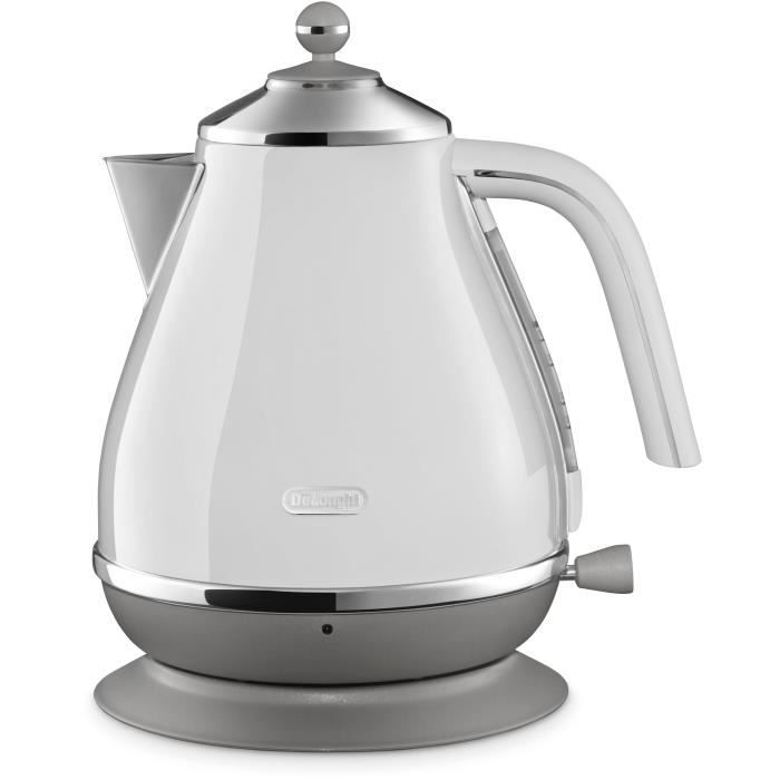 Bollitore DELONGHI ICONA CAPITALS - 1,7 L - Acciaio inox - Base rimovibile e girevole a 360° - Filtro anticalcare - Bianco