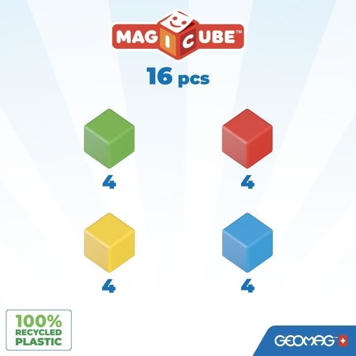 Image secondaire de Blocs magnétiques - GEOMAG - Set créatif - 16 pièces - Éducatif - Plastique recyclé - Dès 12 mois
