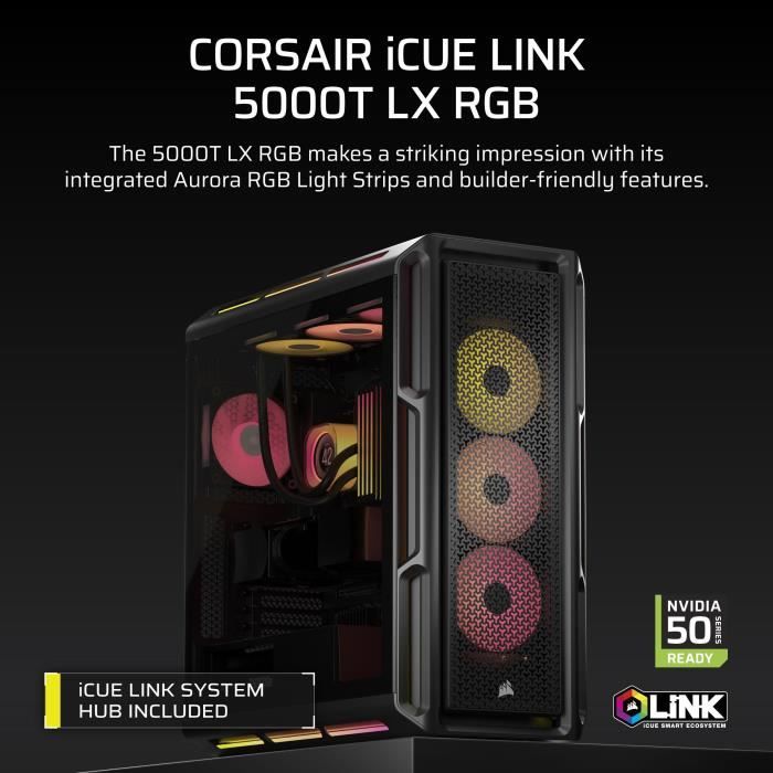 Image secondaire de Boîtier PC Corsair iCUE LINK 5000T LX RGB Noir Moyen Tour