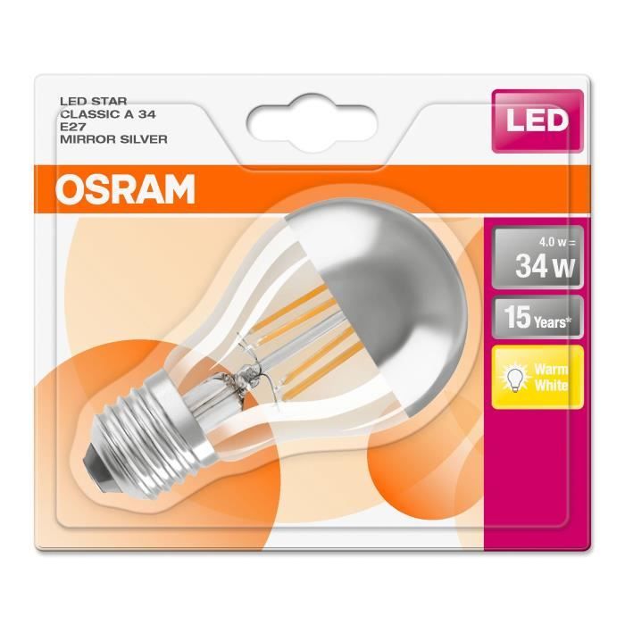 OSRAM Ampoule déco LED standard E27 - 4 W - Blanc chaud