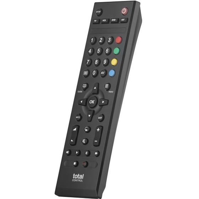 TOTAL CONTROL URC1745 - Télécommande universelle 4 en 1 pour TV, lecteur DVD et Blu-Ray, Satellite, Câble, TNT, Magnétoscope - Noir