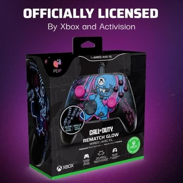 Manette filaire - Rematch GLOW - Xbox One et Series X|S - PDP - Motif Minster Peeks - Noir