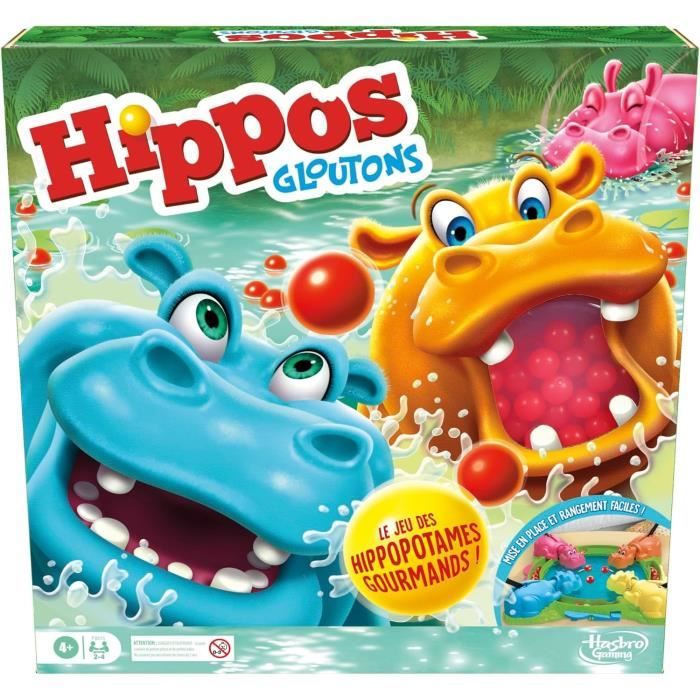 Gluttonous Hippos, children's board game, board game, from 4 years old, for 2 to 4 players, Hasbro Gaming
