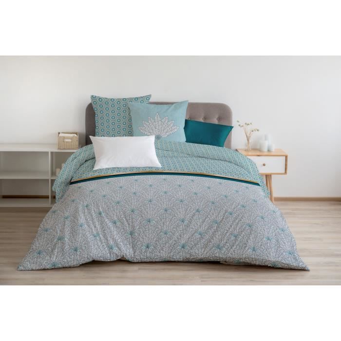 HOME LINGE PASSION Luxor set piumone - 1 copripiumino 240 x 260 cm + 2 federe 65 x 65 cm - Verde smeraldo e bianco