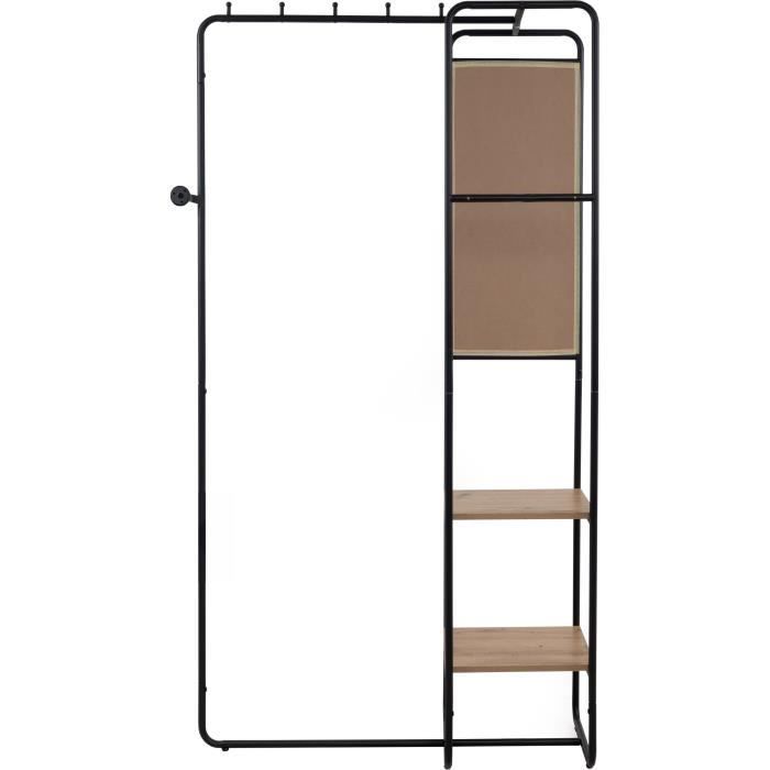 Reception Furniture Entrance Table Metal Structure Black Artisan Oak 100 x 185 x 37 cm 2 Shelves 1 Mirror